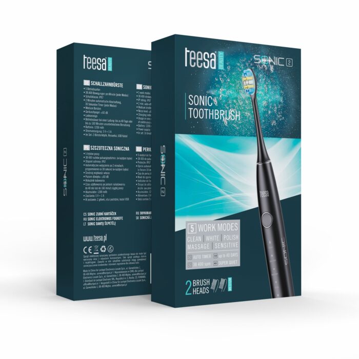 Звукова зубна щітка Teesa TSA8087-B SONIC 2 чорного кольору, 5 режимів роботи, дорожній футляр, USB типу C - Зображення 7
