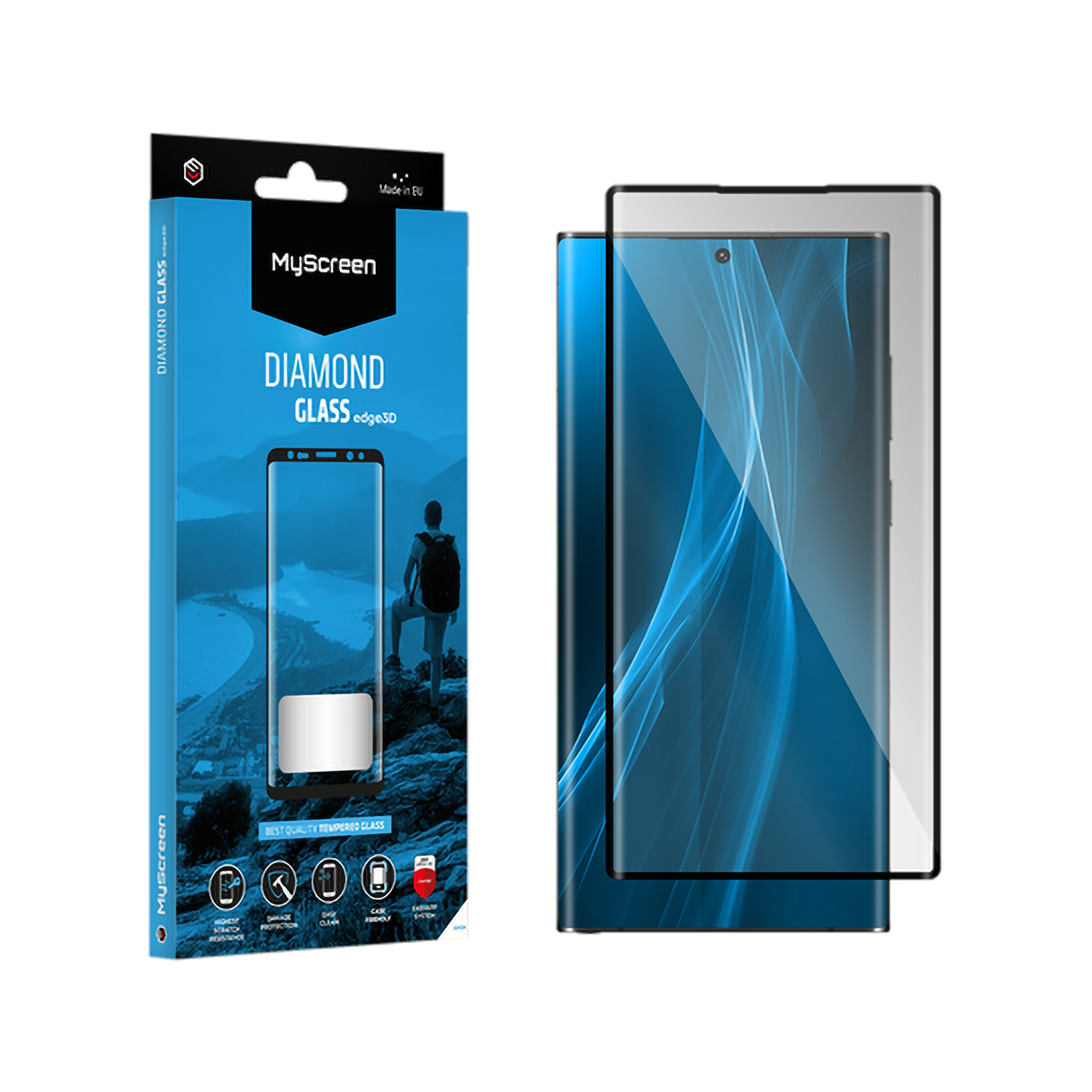 Захисне скло MyScreen DIAMOND GLASS edge3D чорного кольору для Samsung Galaxy S22 Ultra Захисне скло Myscreen MS23 DIAMOND GLASS edge3D чорного кольору для Samsung Galaxy S22 Ultra