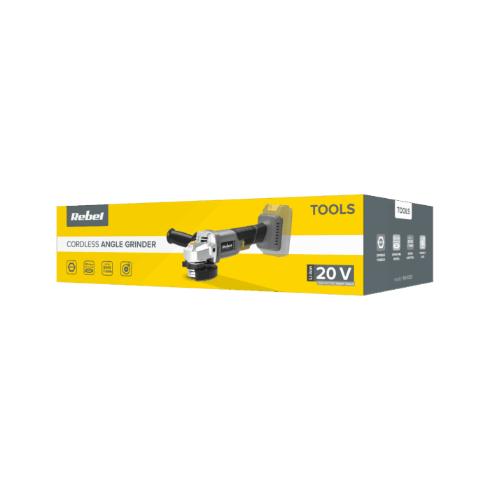 Акумуляторна кутова Rebel RB-1022 шліфувальна машина 20 В - Зображення 7