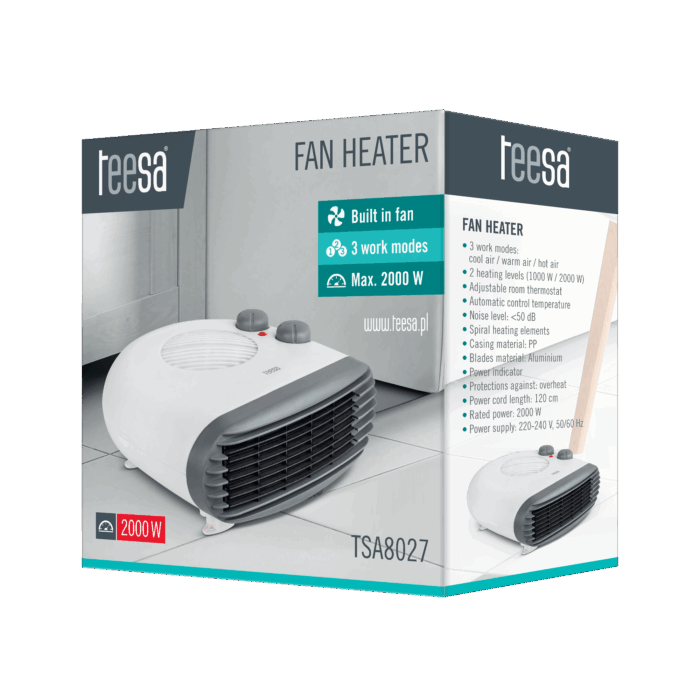Тепловентилятор Teesa TSA8027 (1000 Вт, 2000 Вт) - Зображення 3