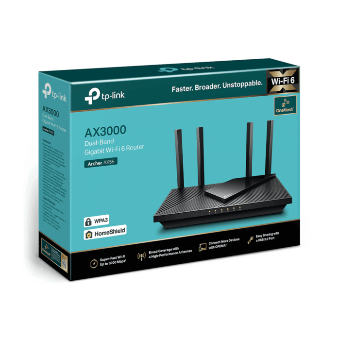 Дводіапазонний гігабітний WiFi 6 маршрутизатор Tp-link KOM1108 AX3000 TL-ARCHER AX55 - Зображення 4