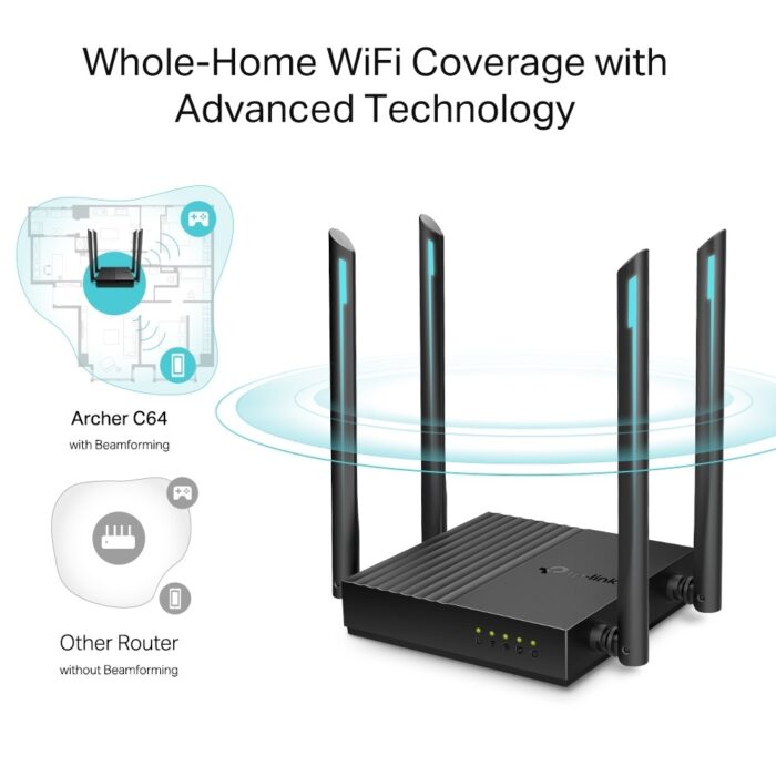 Маршрутизатор Tp-link KOM1128 AC1200 Archer C64, бездротовий, дводіапазонний, 400/867 Мбіт/с - Зображення 7