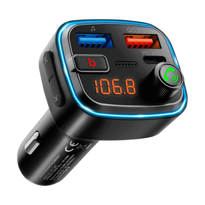 Автомобільний FM-передавач Peiying URZ0487 з функцією Bluetooth (2x USB + USB-C) - Зображення 4