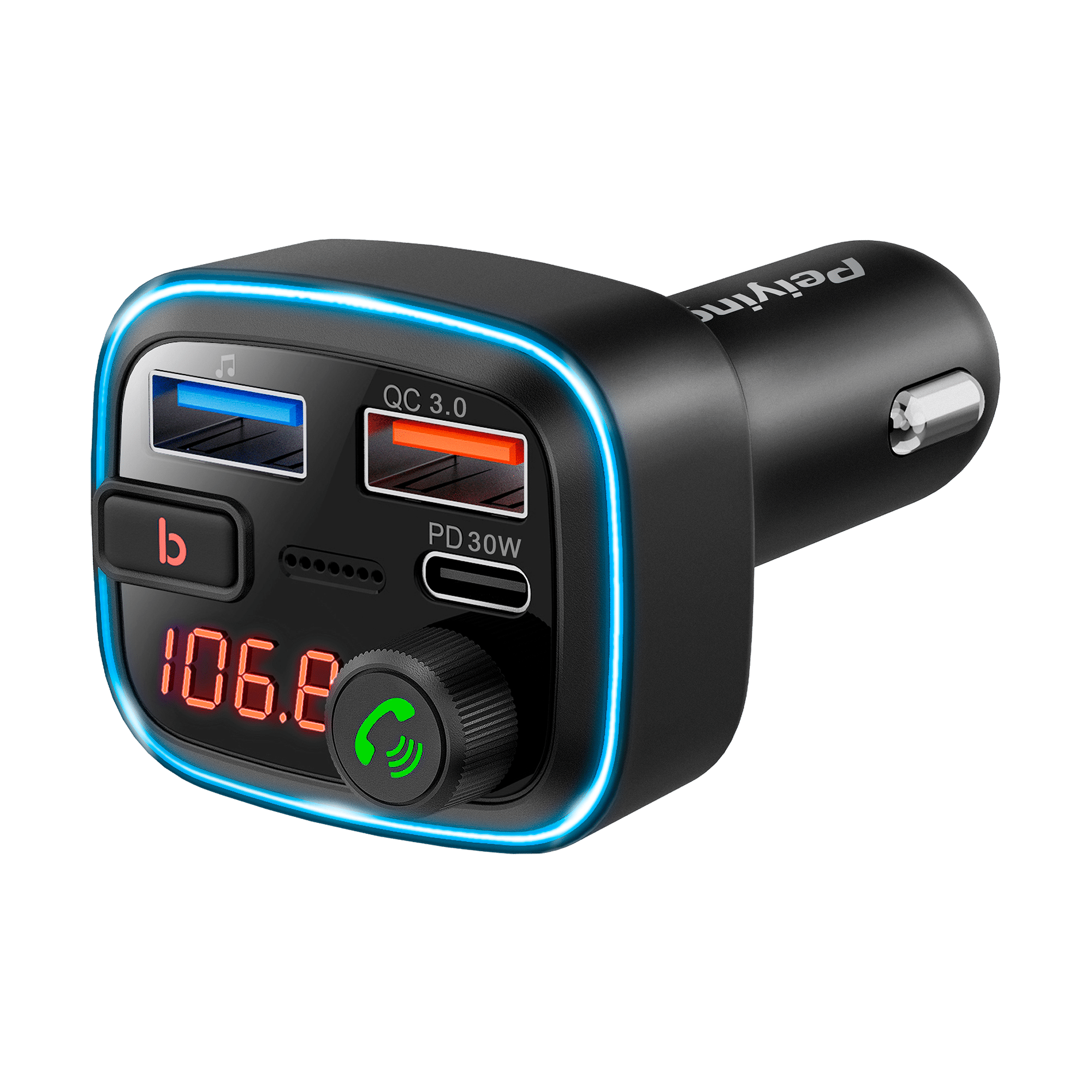 Автомобільний FM-передавач з функцією Bluetooth (2x USB + USB-C) Автомобільний FM-передавач Peiying URZ0487 з функцією Bluetooth (2x USB + USB-C)