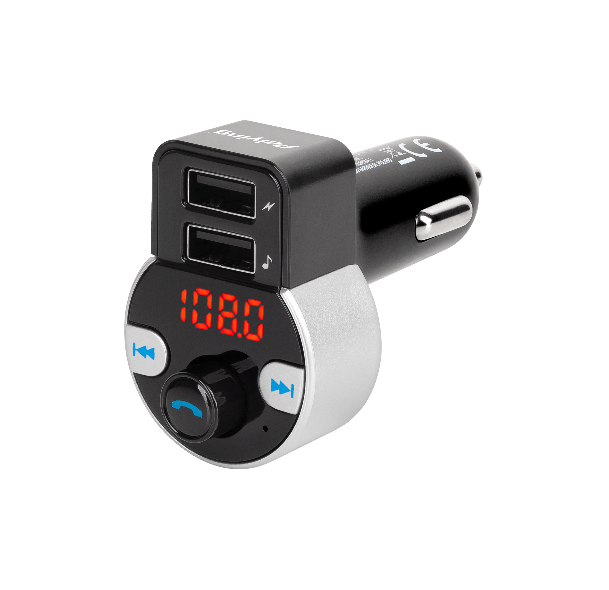 Автомобільний передавач з функцією Bluetooth (2 USB-порти) Автомобільний передавач з функцією Bluetooth (2 USB-порти) Peiying URZ0481