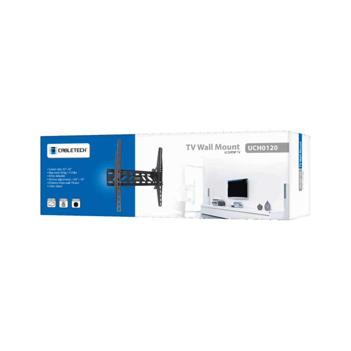 Базове настінне кріплення 32-55 Cabletech UCH0120 дюймів чорного РК/ПДП LP09 - Зображення 9