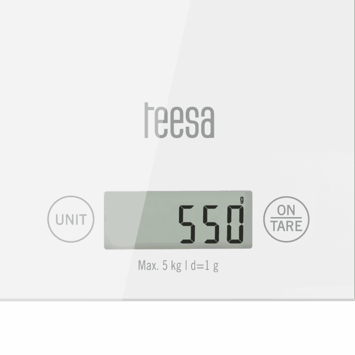 Білі скляні Teesa TSA0804-W кухонні ваги - Зображення 4