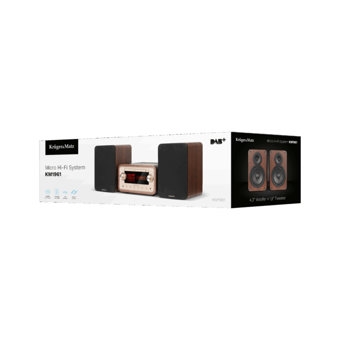 Лампова вежа Kruger&Matz KM1961 (CD, USB, Bluetooth + NFC, цифрове радіо DAB+, FM) - Зображення 8
