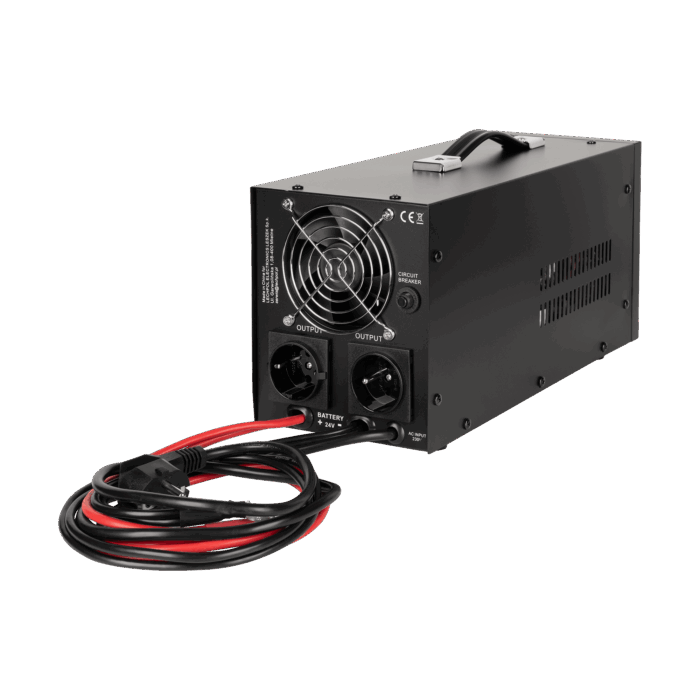 Аварійний блок живлення Kemot URZ3427-LFP4 PROsinus-1500/24-LFP4, перетворювач чистої синусоїди з функцією заряджання 24V 230V 1500VA/1050W - Зображення 3