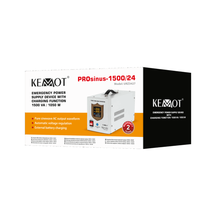 Аварійний блок живлення Kemot URZ3427 PROsinus-1500/24, перетворювач чистої синусоїди з функцією зарядки 24V 230V 1500VA/1050W - Зображення 4