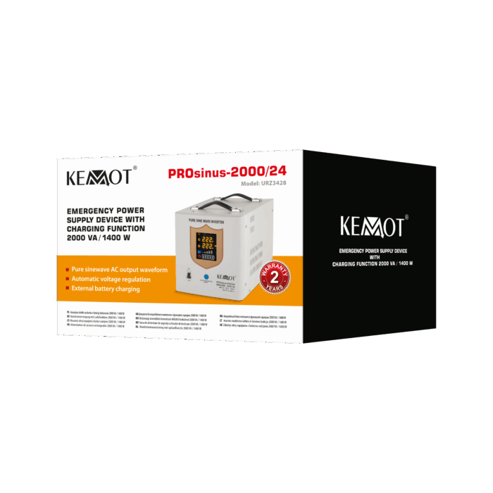 Аварійний блок живлення Kemot URZ3428 PROsinus-2000/24, перетворювач чистої синусоїди з функцією зарядки 24V 230V 2000VA/1400W - Зображення 4