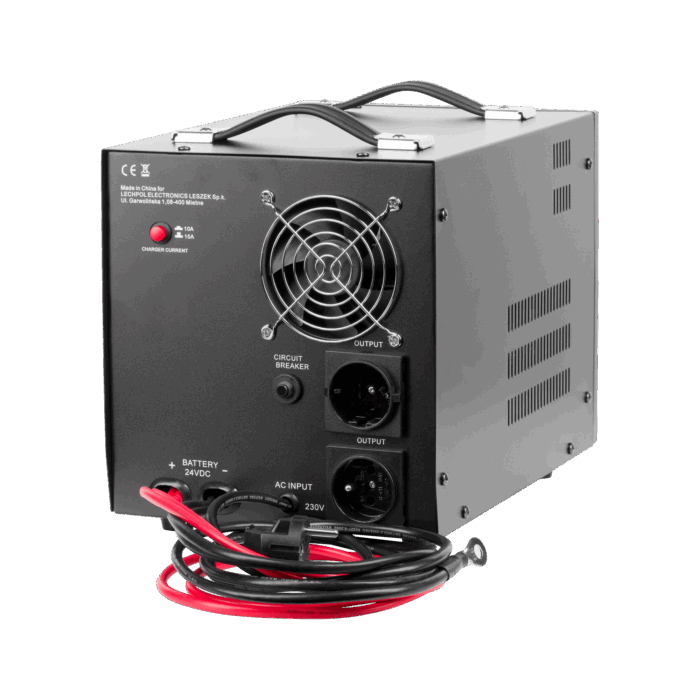 перетворювач чистої синусоїди з функцією зарядки 24V 230V 2000VA/1400W - чорний