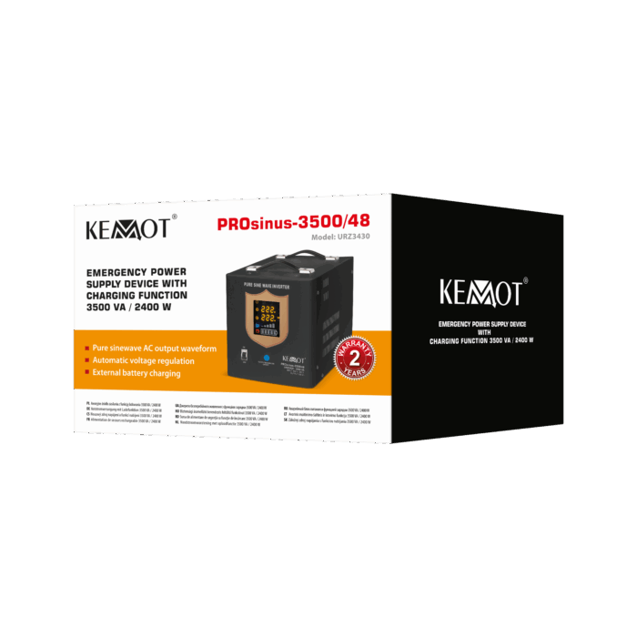 Аварійний блок живлення Kemot URZ3430 PROsinus-3500/48, перетворювач чистої синусоїди з функцією заряджання 48V 230V 3500VA/2400W - Зображення 4