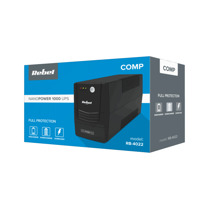 Аварійний блок живлення комп'ютера UPS Rebel RB-4022 моделі Nanopower 1000 (офлайн, 1000VA / 600W, 230 V, 50Hz) - Зображення 6