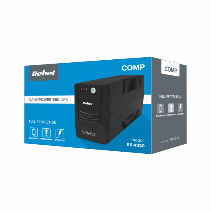 Аварійний блок живлення комп'ютера UPS Rebel RB-4020 моделі Nanopower 650 (офлайн, 650VA / 360W, 230 V, 50Hz) - Зображення 6