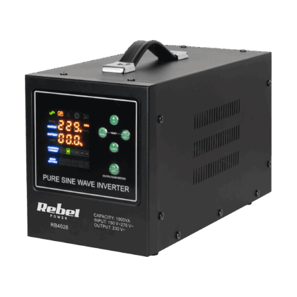 ДБЖ Rebel RB-4028 POWER-1000-LFP4 - перетворювач чистої синусоїди з функцією заряджання 12V 230V 1000VA/700W