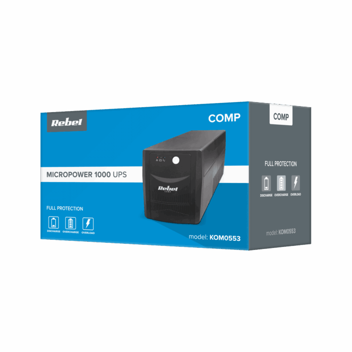 Аварійний блок живлення UPS Rebel KOM0553 моделі Micropower 1000 (офлайн, 1000 ВА / 600 Вт, 230 В, 50 Гц) - Зображення 6