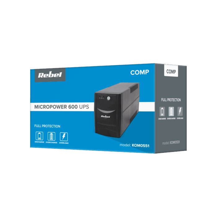 Аварійний блок живлення UPS Rebel KOM0551 моделі Micropower 600 (офлайн, 600 ВА / 360 Вт, 230 В, 50 Гц) - Зображення 6