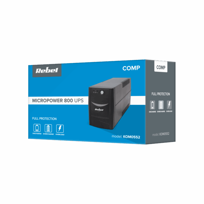 Аварійний блок живлення UPS Rebel KOM0552 моделі Micropower 800 (офлайн, 800 ВА / 480 Вт, 230 В, 50 Гц) - Зображення 6