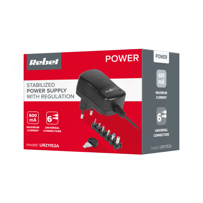 Стабілізований блок живлення Rebel URZ1152A 12V 600mA - Зображення 5